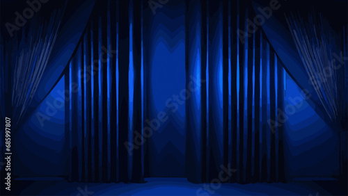 Abstract luxury glowing lines curved overlapping on dark blue background. Template premium award background design. Vector illustration
