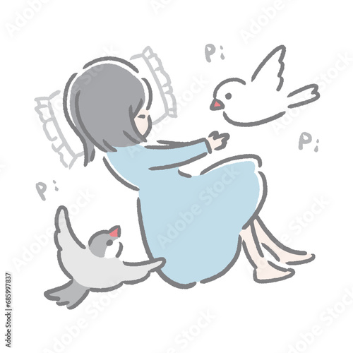 眠たいけど文鳥は元気