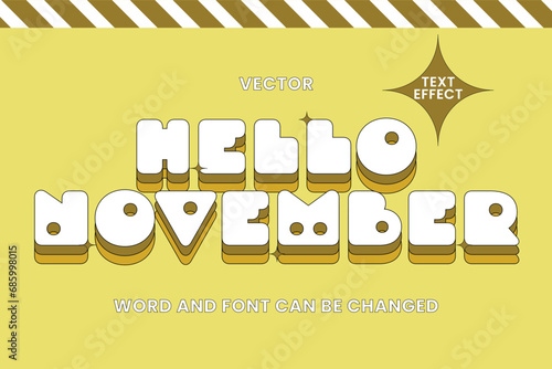Hello November Vector Text Style Effect Editable