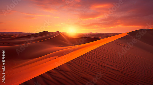 Sunset in the Desert. Generative Ai