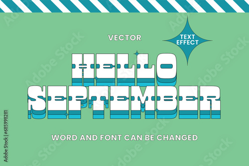 Hello September Vector Text Style Effect Editable
