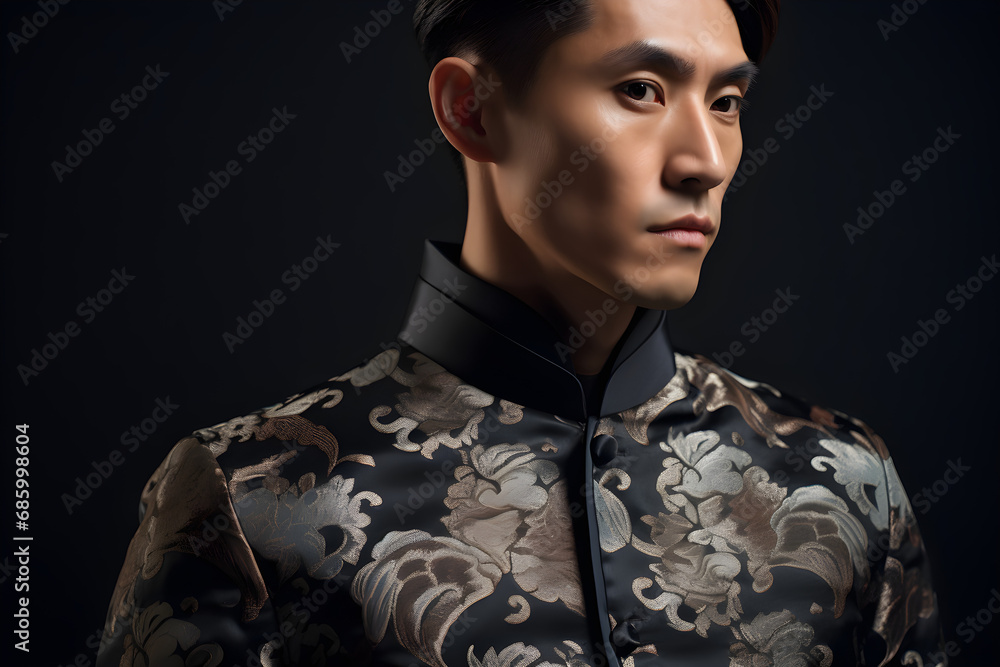 close up portrait of a stylish modern Asian man wearing elegant high fashion clothes on vacation close up portrait of a stylish modern Asian man wearing elegant high fashion clothes on vacation