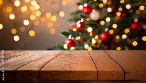 Holiday Harmony: Christmas Background on a Wooden Table