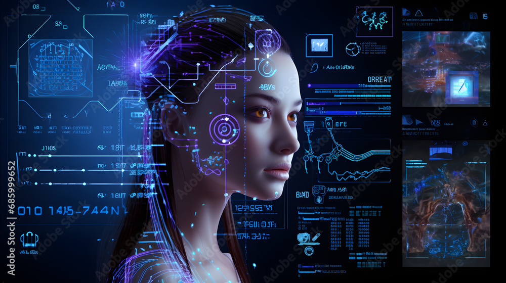 AI (Artificial Intelligence) concept. Deep learning. GUI (Graphical ...