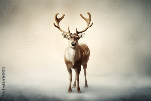 reindeer isolated on white snow background - Christmas concept