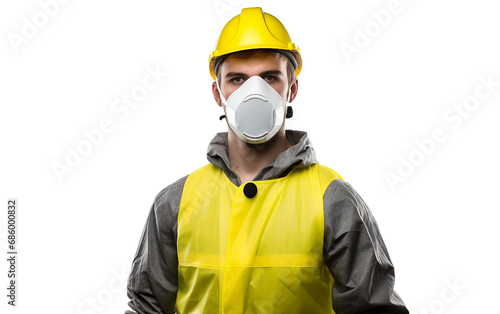 Cleaner in Protective Mask Prioritizing Hygiene on transparent Background