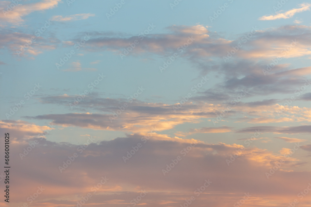 Clouds in the sky at a colorful sunset