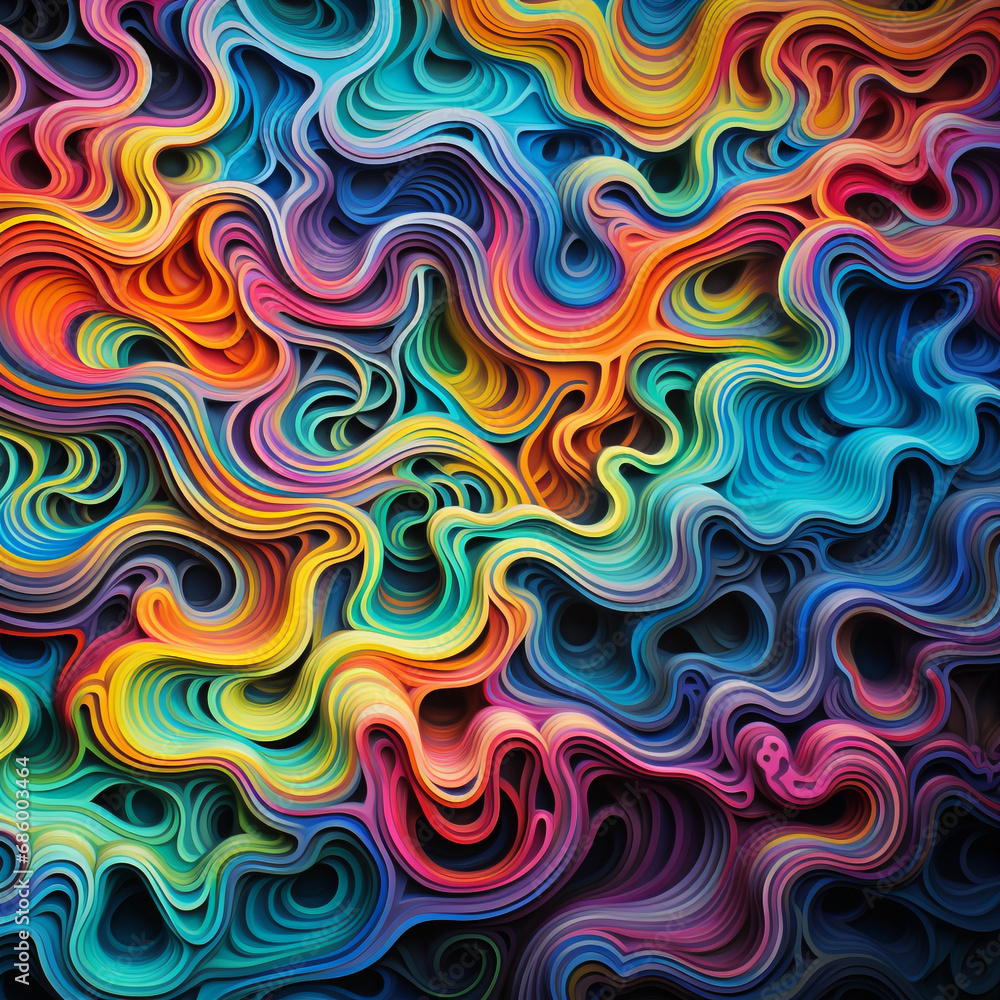 Ai Generated seamless pattern with colorful waves back round image