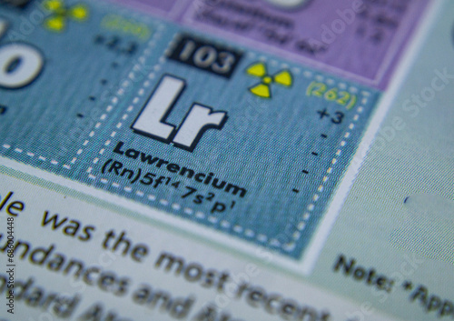 Tablou pe pânză periodic table of element lawrencium