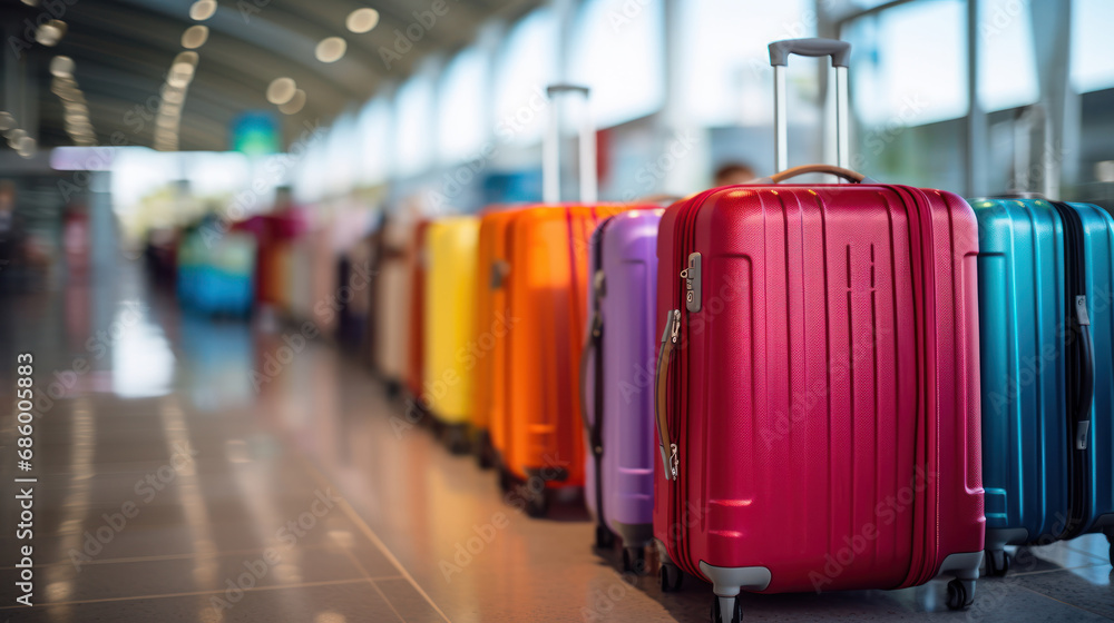 Row of Colorful Suitcases