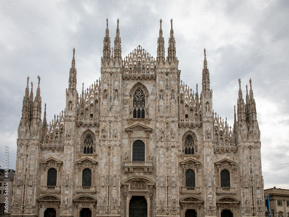 Milan Cathedral Duomo facade European gothic style Cathedral in Italy