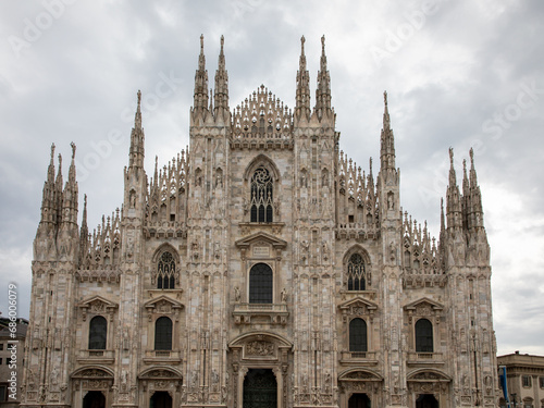 Milan Cathedral Duomo facade European gothic style Cathedral in Italy