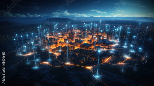 Aerial View of Digital Smart City