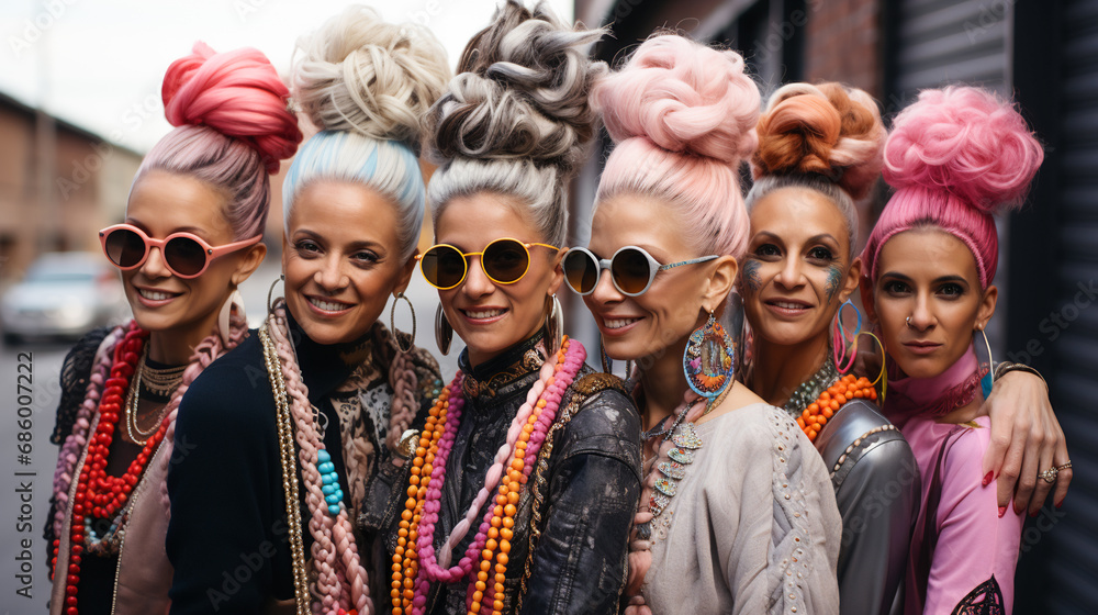 Crazy Hair Clan. Quirky Hairstyle Ensemble.. Crazy Hair Clan. Quirky Hairstyle Ensemble..