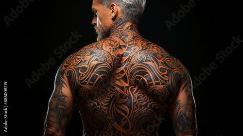Man with Large Tattoo from Behind