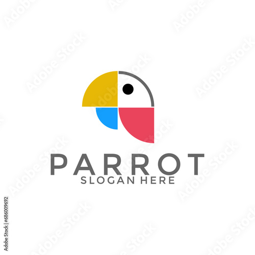 Creative Parrot logo vector, Colorful Bird logo design template