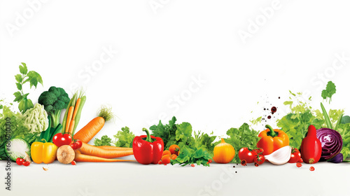 Paper with fresh vegetables and fruits