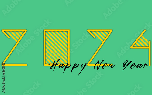 Happy new year 2024 design. With colorful truncated number illustrations. Premium vector design for poster, banner, greeting and new year 2024 celebration.