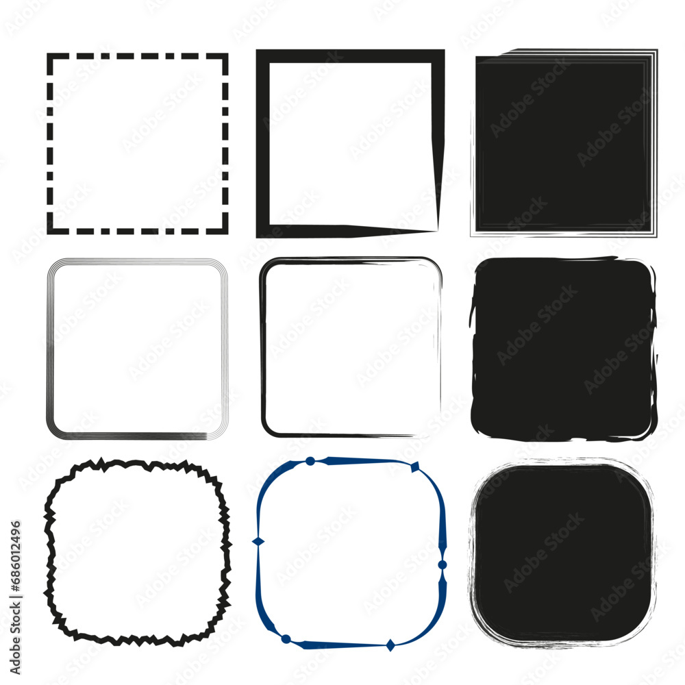 Set of grunge square. Vector illustration. EPS 10. Set of grunge square. Vector illustration. EPS 10.