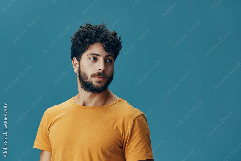 Fototapeta premium Man handsome background young confident isolated adult guy attractive model portrait person face