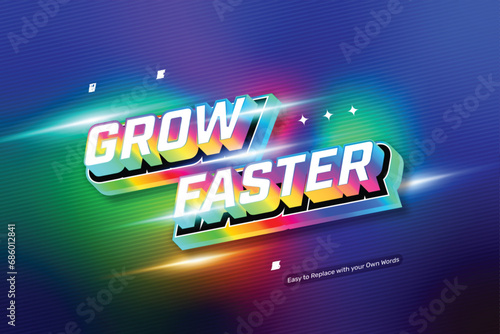 3D Gradient Grow Faster Text Effect
