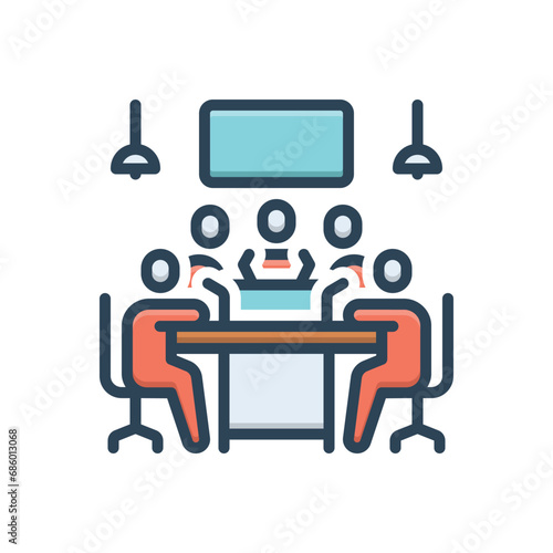 Color illustration icon for conference 