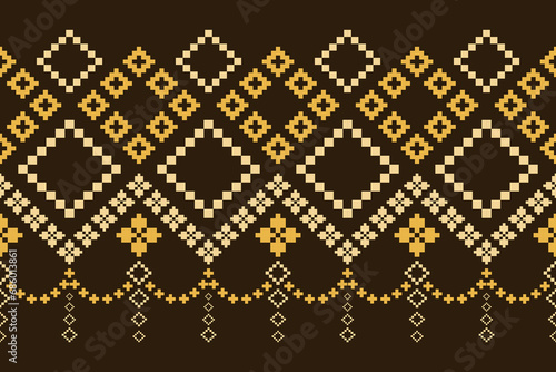Nature vintages cross stitch traditional ethnic pattern paisley flower Ikat background abstract Aztec African Indonesian Indian seamless pattern for fabric print cloth dress carpet curtains and sarong