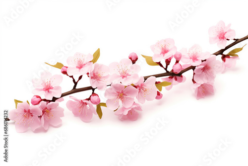 cherry blossom pink sakura branch  isolated on white background