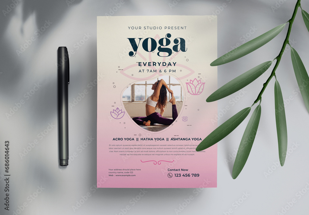Yoga Flyer InDesign Template Layout Stock Template Adobe Stock