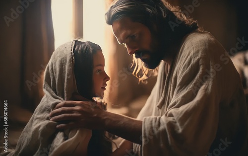 Foto Jesus heals the daughter of Jairus. Generative AI