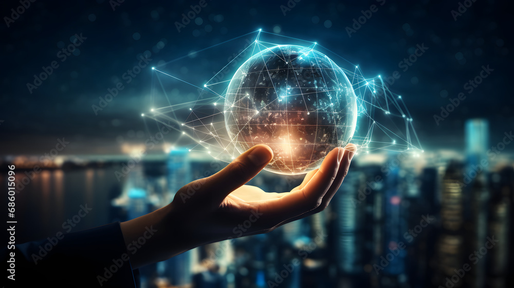 Digital transformation technology strategy, IoT, internet of things. transformation of ideas and the adoption of technology in business in the digital age, enhancing global business ca. generative ai. - obrazy, fototapety, plakaty 