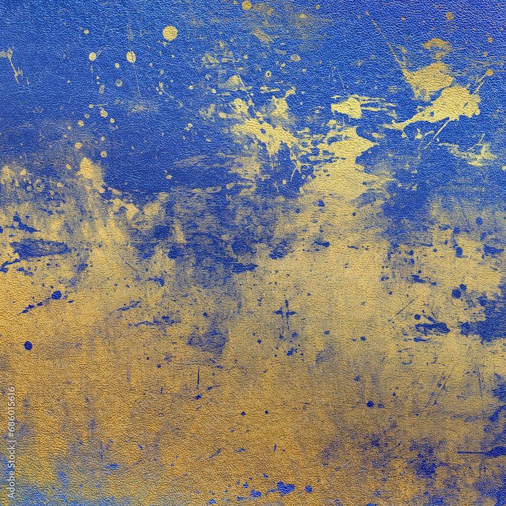 Colorful gold and blue leather background. Artistic scrapbook paper