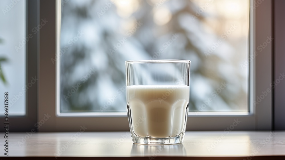 Milk and Plant on Urban Windowsill Milk and Plant on Urban Windowsill