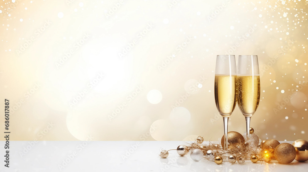 champagne glasses with christmas decorations champagne glasses with christmas decorations