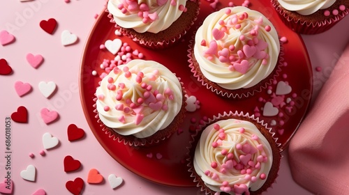 Pink Cupcakes with Heart for Valentine