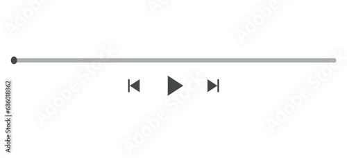 Music play bar display interface. Audio player progress for podcast, misic, radio playlist. Vector icon slider, play, rewind