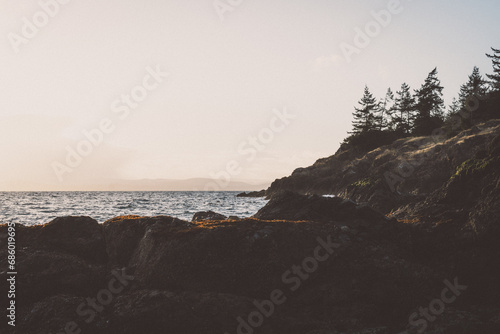Coastal landscape from Lime Kiln State Park on San Juan Island in Northwest Washington
