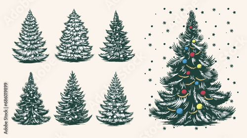 vintage or retro Christmas trees vector collections vol. 1 © funkiss