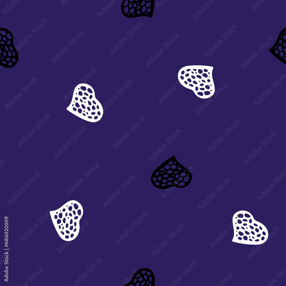 Hand Drawn Seamless Patterns with Hearts in Doodle Style. Hand Drawn Seamless Patterns with Hearts in Doodle Style.