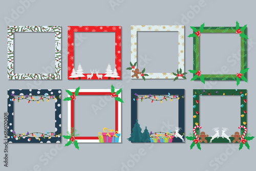 set of Christmas frames in vector designs for borders, frames, greeting cards, Christmas greetings, New Year