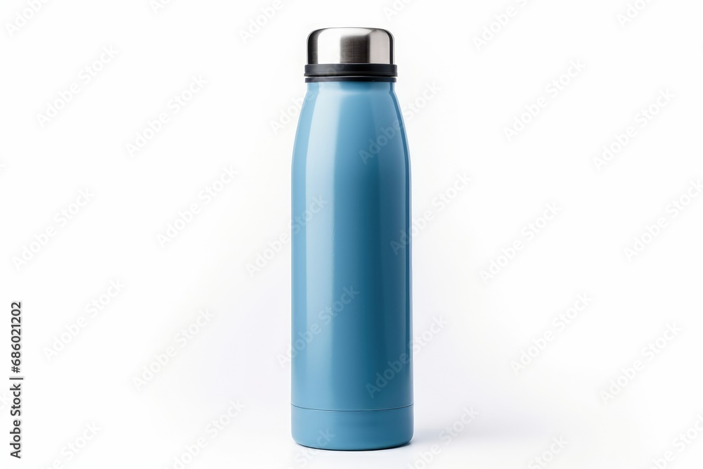 Blue thermos bottle isolated on white background Blue thermos bottle isolated on white background