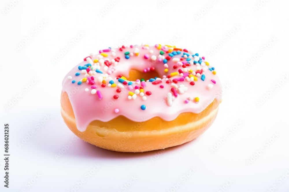 a Yummy donut with sprinkles on white background a Yummy donut with sprinkles on white background