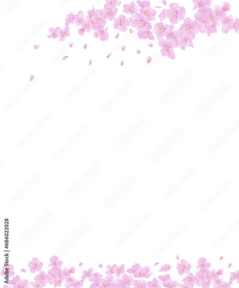 散る桜の水彩背景イラスト