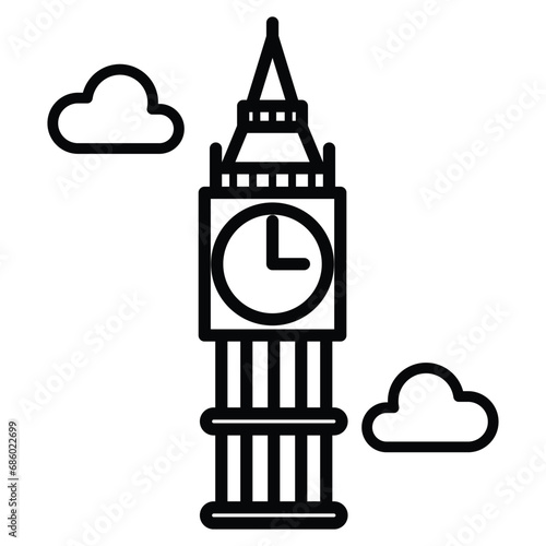 Big ben icon vector on trendy design