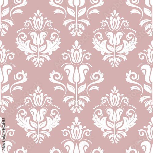 Orient classic pattern. Seamless abstract background with vintage elements. Orient purple and white pattern. Ornament for wallpapers and packaging