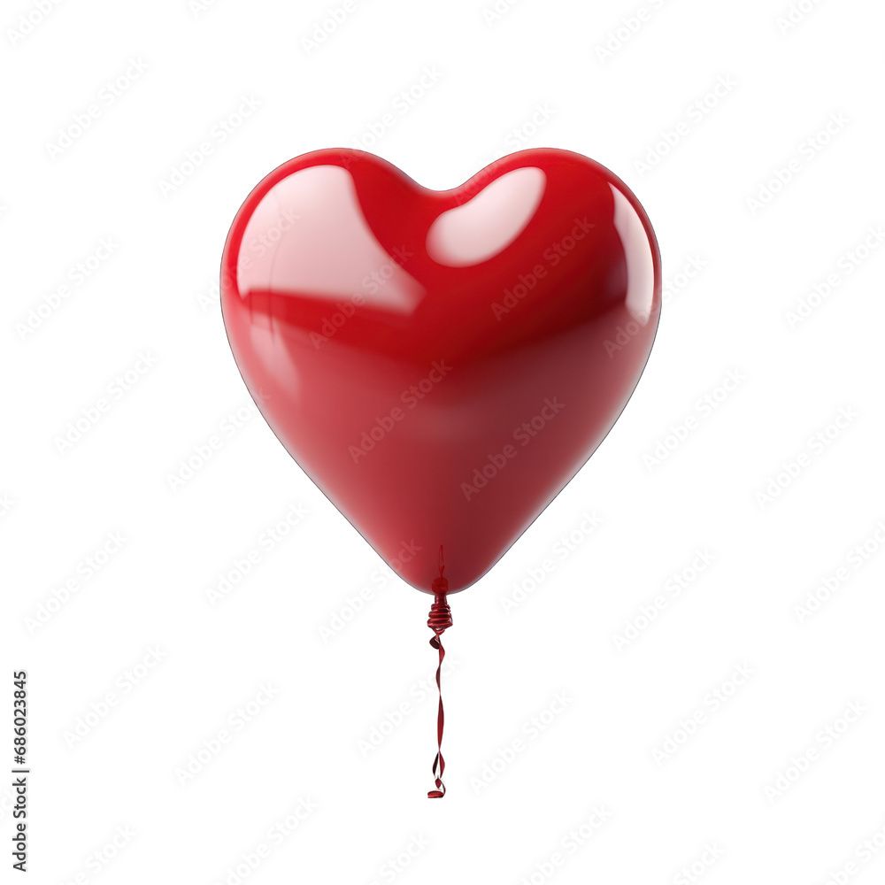 Heart-shaped Balloon Isolated on Transparent or White Background, PNG