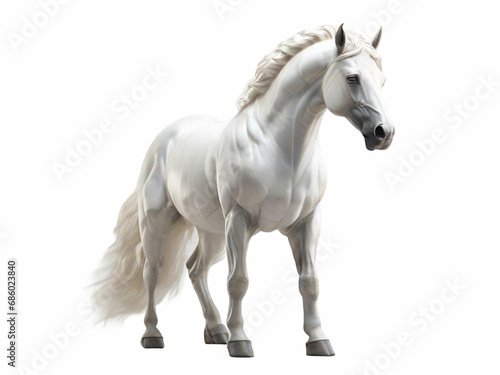 A stunning 3D white horse with a translucent coat, standing tall © Saifi