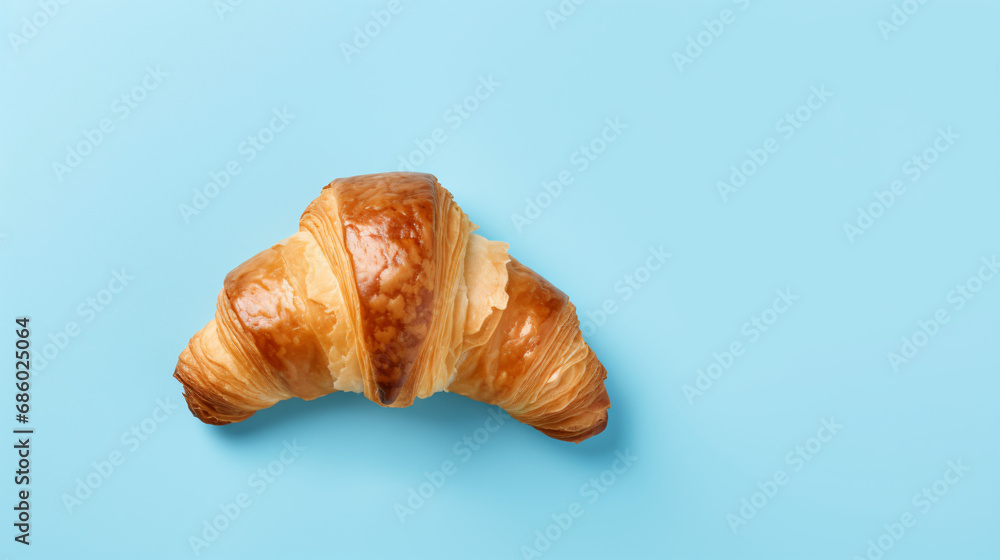 Croissant at blue background