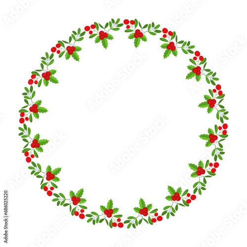Christmas round floral wreath frame. Winter holiday decoration © Quarta