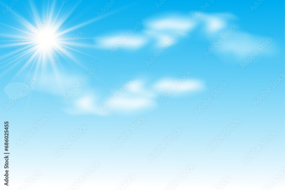 Background with white clouds on blue sky vector design.